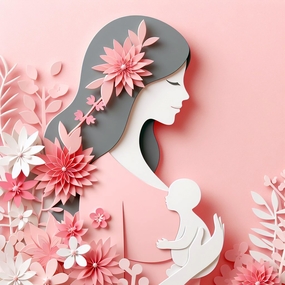 手工母亲节主题剪纸艺术图片